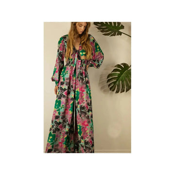 Soft Flower Front Tie Jumpsuit