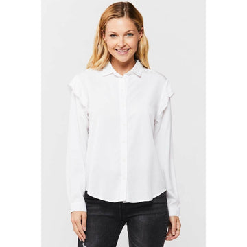 Rachel's Frayed Shoulder Button-Up